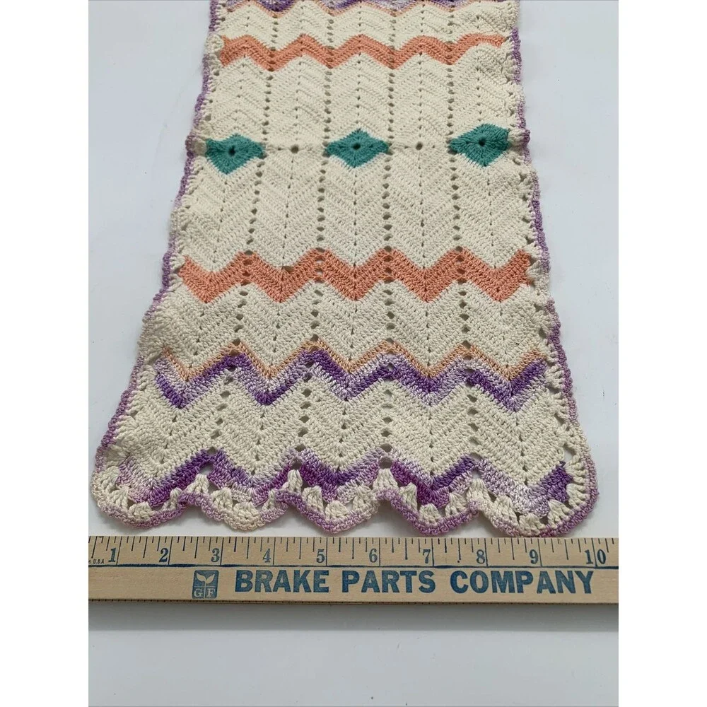 Vintage Linen Dresser Scarf Table Runner Embroidered Pastels 21”x10”